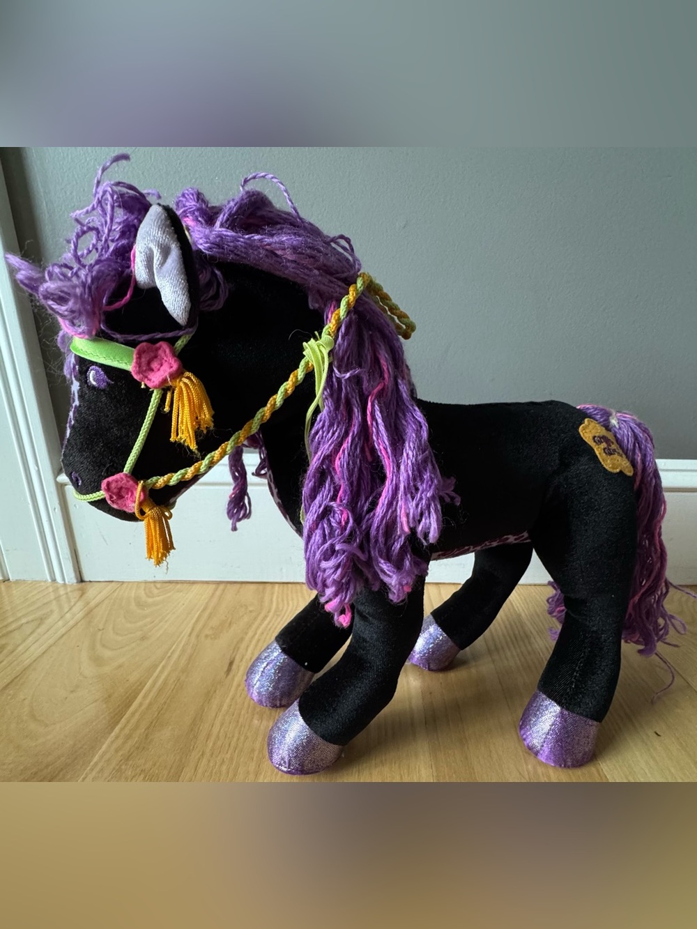 Groovy Girls Midnight Star Horse Black Plush Purple Mane Poseable No Saddle
